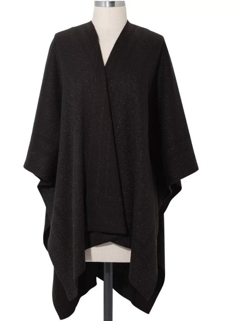 Ralph Lauren Reversible Poncho Ruana - Black / Black w/Silver Metallic O/S